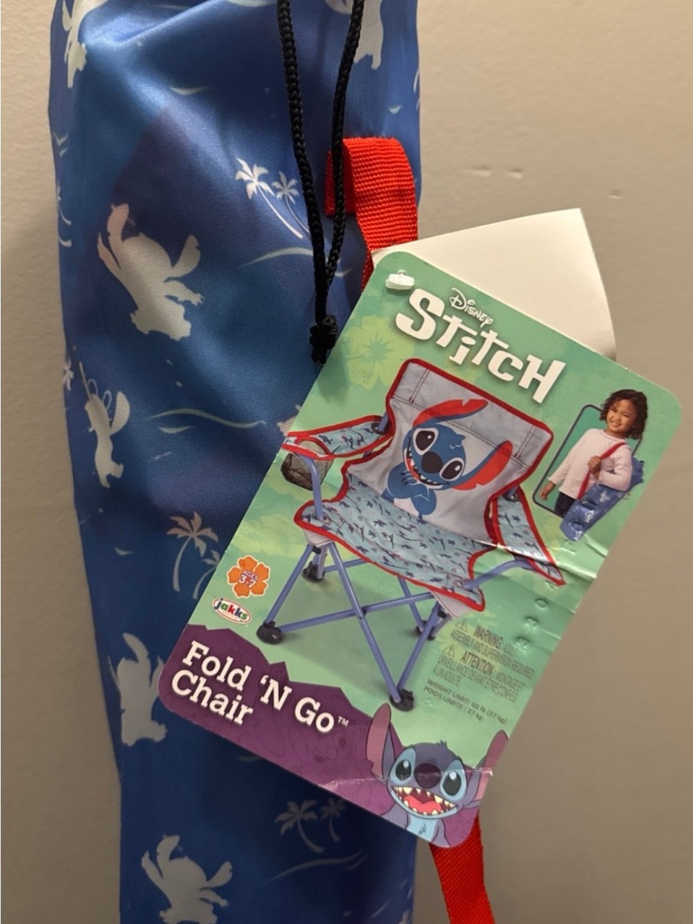 Disney Stitch Fold 'N Go Kids Chair - Blue with Red Trim